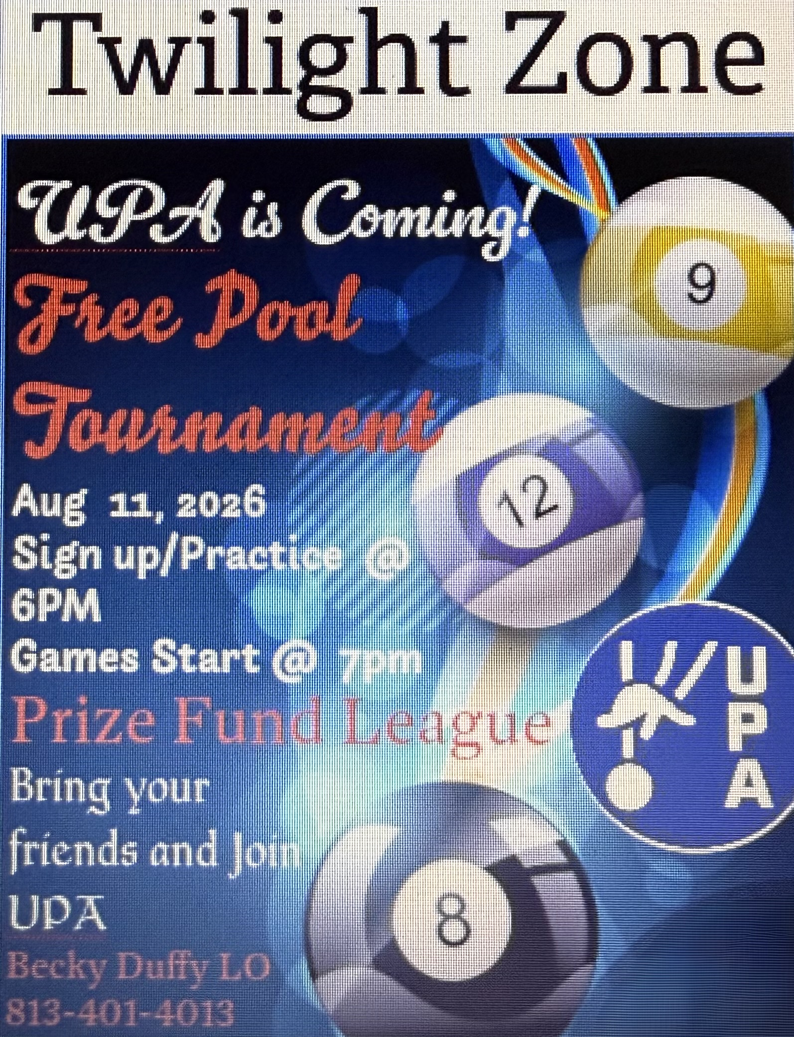Twilight Zone Free Pool Tournament